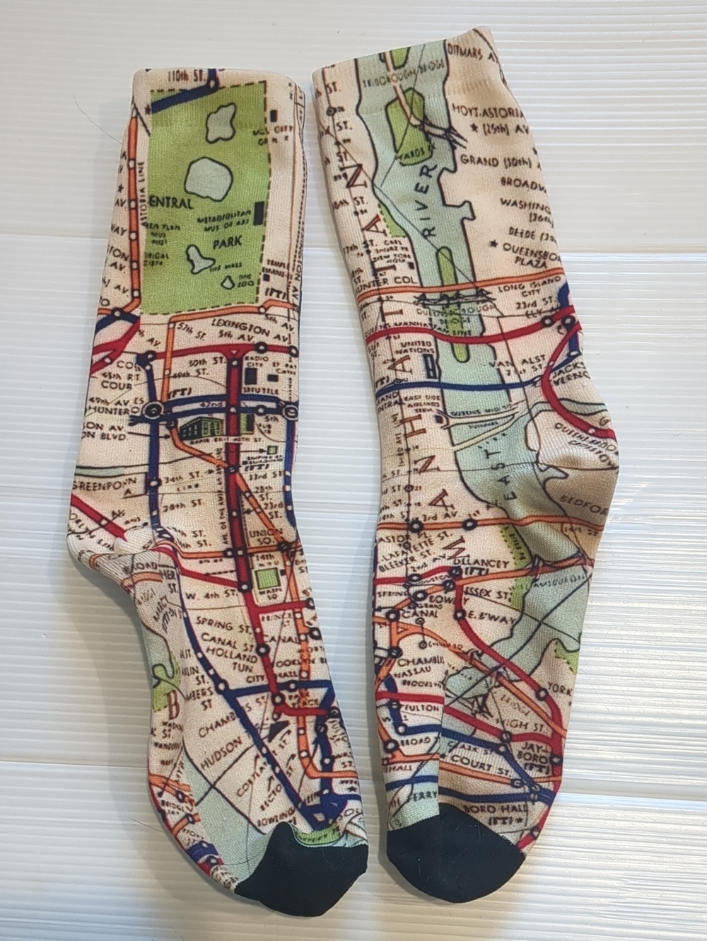 New York City Map Print Crew Socks - Multicolor